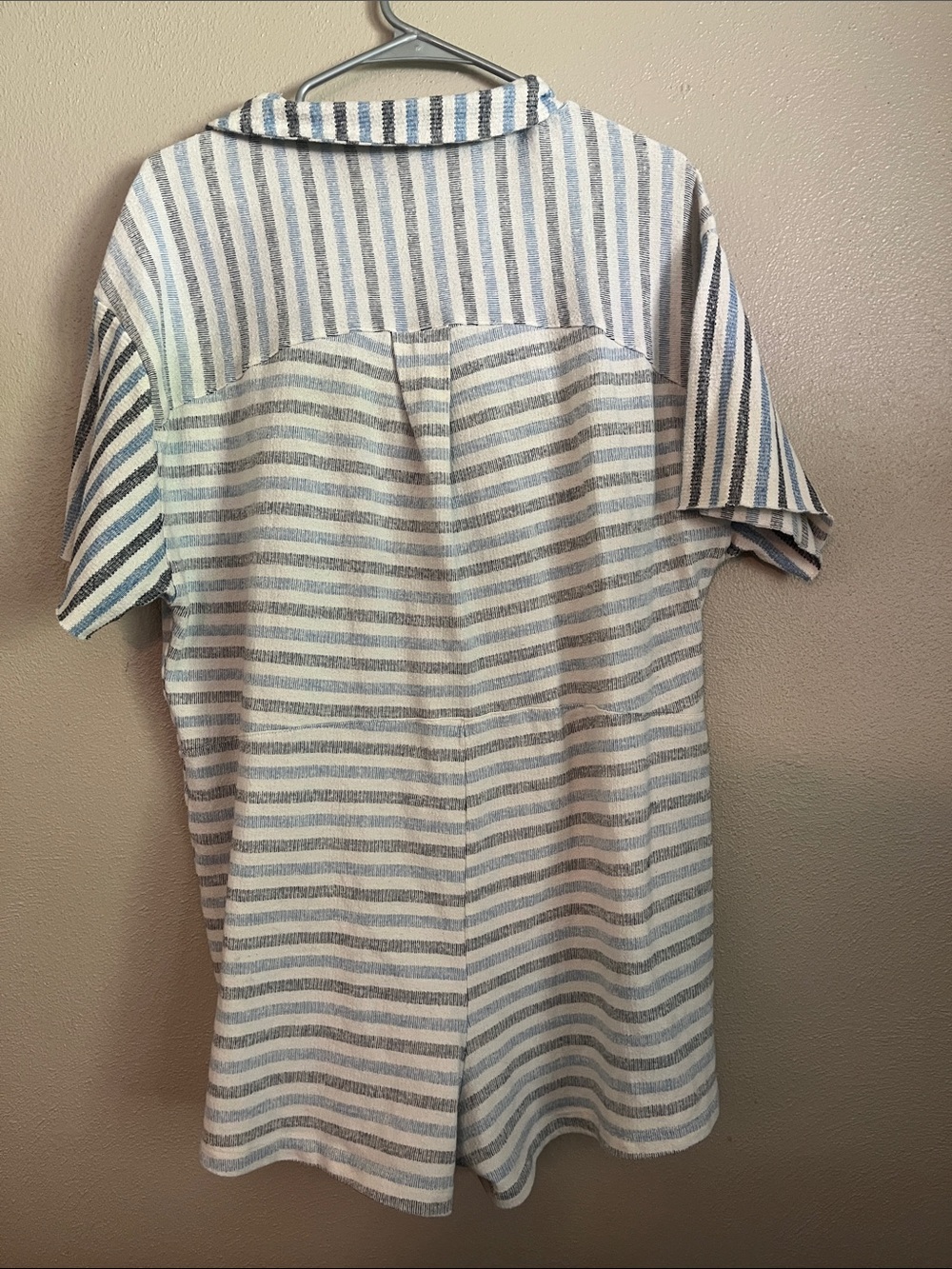 Free People Blue and White Striped Short Sleeve Romper - Picture 3 of 6